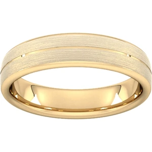 Goldsmiths 5mm Traditional Court Heavy Centre Groove With Chamfered Edge Wedding Ring In 18 Carat Yellow Gold - Ring Size R