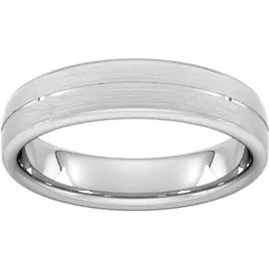 Goldsmiths 5mm D Shape Standard Centre Groove With Chamfered Edge Wedding Ring In 9 Carat White Gold - Ring Size Z