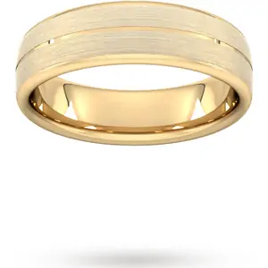 Goldsmiths 6mm D Shape Heavy Centre Groove With Chamfered Edge Wedding Ring In 9 Carat Yellow Gold - Ring Size Z