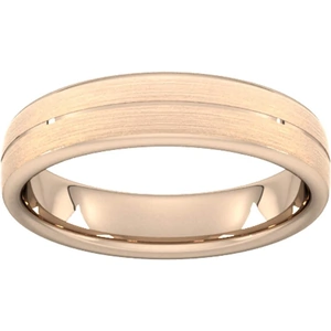 Goldsmiths 5mm D Shape Standard Centre Groove With Chamfered Edge Wedding Ring In 9 Carat Rose Gold - Ring Size P