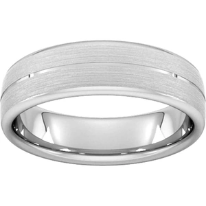 Goldsmiths 6mm D Shape Standard Centre Groove With Chamfered Edge Wedding Ring In Platinum - Ring Size P