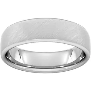 Goldsmiths 6mm Slight Court Heavy Diagonal Matt Finish Wedding Ring In 18 Carat White Gold - Ring Size W