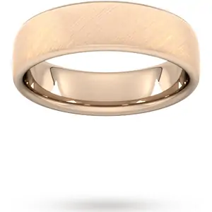 Goldsmiths 6mm Traditional Court Standard Diagonal Matt Finish Wedding Ring In 9 Carat Rose Gold - Ring Size Z