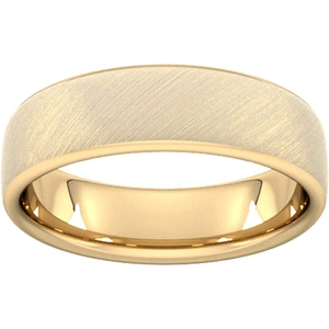 Goldsmiths 6mm Traditional Court Standard Diagonal Matt Finish Wedding Ring In 18 Carat Yellow Gold - Ring Size T