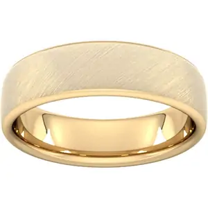 Goldsmiths 6mm Traditional Court Standard Diagonal Matt Finish Wedding Ring In 18 Carat Yellow Gold - Ring Size Z