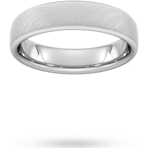 Goldsmiths 5mm Traditional Court Heavy Diagonal Matt Finish Wedding Ring In Platinum - Ring Size P