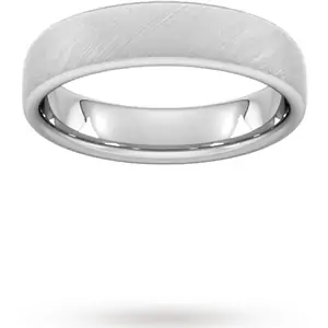 Goldsmiths 5mm Traditional Court Heavy Diagonal Matt Finish Wedding Ring In Platinum - Ring Size Z