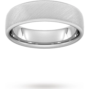 Goldsmiths 6mm D Shape Heavy Diagonal Matt Finish Wedding Ring In 9 Carat White Gold - Ring Size R
