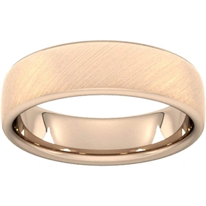 Goldsmiths 6mm D Shape Heavy Diagonal Matt Finish Wedding Ring In 18 Carat Rose Gold - Ring Size Q