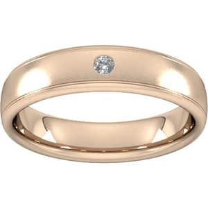 Goldsmiths 5mm Brilliant Cut Diamond Set Wedding Ring In 18 Carat Rose Gold - Ring Size R