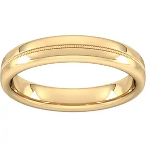 Goldsmiths 4mm Slight Court Heavy Milgrain Centre Wedding Ring In 9 Carat Yellow Gold - Ring Size Z