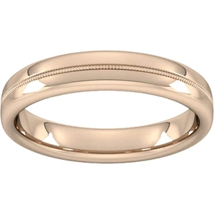 Goldsmiths 4mm Slight Court Extra Heavy Milgrain Centre Wedding Ring In 9 Carat Rose Gold - Ring Size T