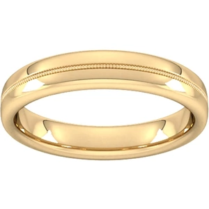 Goldsmiths 4mm Slight Court Heavy Milgrain Centre Wedding Ring In 18 Carat Yellow Gold - Ring Size P