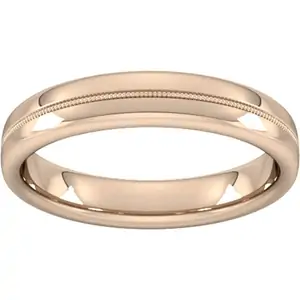 Goldsmiths 4mm Slight Court Standard Milgrain Centre Wedding Ring In 18 Carat Rose Gold - Ring Size Z