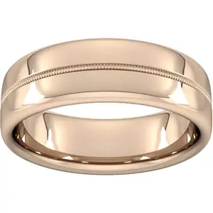 Goldsmiths 7mm Slight Court Heavy Milgrain Centre Wedding Ring In 18 Carat Rose Gold - Ring Size L