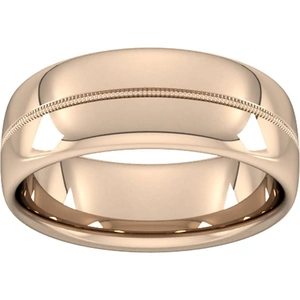 Goldsmiths 8mm Slight Court Heavy Milgrain Centre Wedding Ring In 18 Carat Rose Gold - Ring Size T