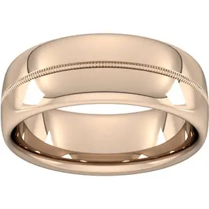 Goldsmiths 8mm Slight Court Heavy Milgrain Centre Wedding Ring In 18 Carat Rose Gold - Ring Size Z