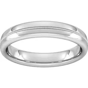Goldsmiths 4mm Slight Court Extra Heavy Milgrain Centre Wedding Ring In 950 Palladium - Ring Size H
