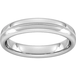 Goldsmiths 4mm Slight Court Extra Heavy Milgrain Centre Wedding Ring In 950 Palladium - Ring Size Q