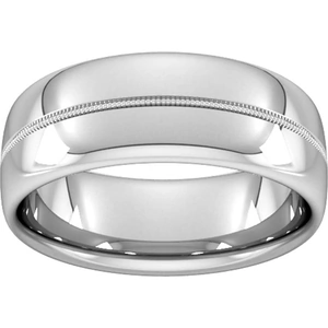 Goldsmiths 8mm Traditional Court Heavy Milgrain Centre Wedding Ring In 9 Carat White Gold - Ring Size P