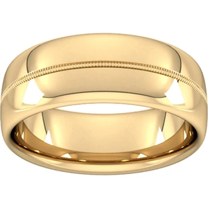 Goldsmiths 8mm Traditional Court Heavy Milgrain Centre Wedding Ring In 9 Carat Yellow Gold - Ring Size P