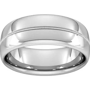 Goldsmiths 8mm Traditional Court Standard Milgrain Centre Wedding Ring In 950 Palladium - Ring Size L