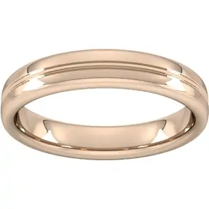 Goldsmiths 4mm Slight Court Heavy Grooved Polished Finish Wedding Ring In 18 Carat Rose Gold - Ring Size Y
