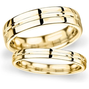 Goldsmiths 7mm D Shape Heavy Grooved Polished Finish Wedding Ring In 9 Carat Yellow Gold - Ring Size U