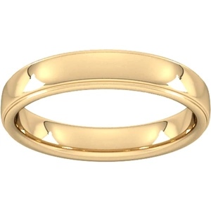 Goldsmiths 4mm Slight Court Heavy Polished Finish With Grooves Wedding Ring In 9 Carat Yellow Gold - Ring Size R