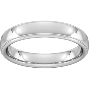 Goldsmiths 4mm Slight Court Extra Heavy Polished Finish With Grooves Wedding Ring In 18 Carat White Gold - Ring Size T