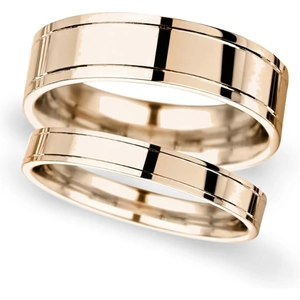 Goldsmiths 4mm Traditional Court Standard Polished Finish With Grooves Wedding Ring In 18 Carat Rose Gold - Ring Size U