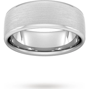 Goldsmiths 8mm D Shape Heavy Matt Finished Wedding Ring In 9 Carat White Gold - Ring Size T
