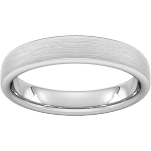 Goldsmiths 4mm D Shape Heavy Matt Finished Wedding Ring In 18 Carat White Gold - Ring Size P