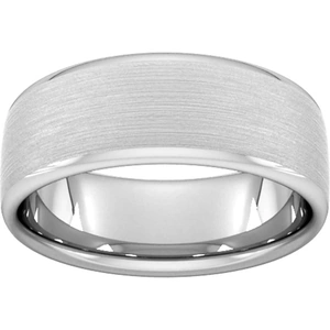 Goldsmiths 8mm D Shape Heavy Matt Finished Wedding Ring In 18 Carat White Gold - Ring Size T