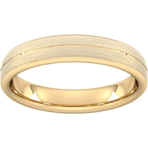 Goldsmiths 4mm Slight Court Extra Heavy Centre Groove With Chamfered Edge Wedding Ring In 18 Carat Yellow Gold - Ring Size T