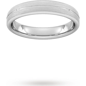 Goldsmiths 4mm Traditional Court Heavy Centre Groove With Chamfered Edge Wedding Ring In 9 Carat White Gold - Ring Size T