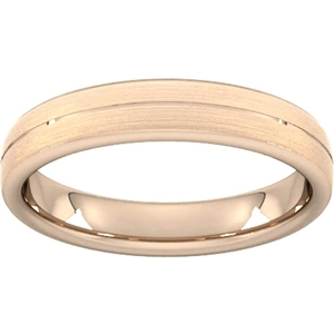 Goldsmiths 4mm Traditional Court Heavy Centre Groove With Chamfered Edge Wedding Ring In 18 Carat Rose Gold - Ring Size T