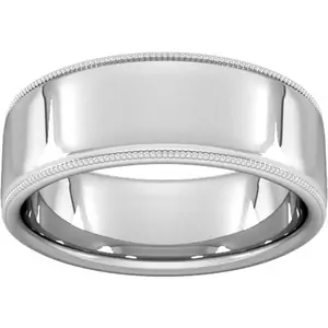 Goldsmiths 8mm Slight Court Standard Milgrain Edge Wedding Ring In 9 Carat White Gold - Ring Size X