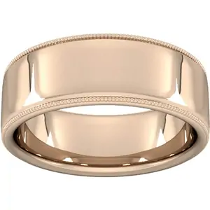 Goldsmiths 8mm Slight Court Standard Milgrain Edge Wedding Ring In 9 Carat Rose Gold - Ring Size Z