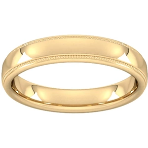 Goldsmiths 4mm Slight Court Extra Heavy Milgrain Edge Wedding Ring In 18 Carat Yellow Gold - Ring Size T