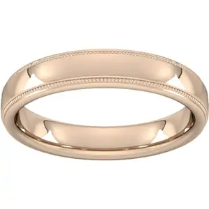 Goldsmiths 4mm Slight Court Standard Milgrain Edge Wedding Ring In 18 Carat Rose Gold - Ring Size K