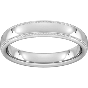 Goldsmiths 4mm D Shape Heavy Milgrain Edge Wedding Ring In Platinum - Ring Size U