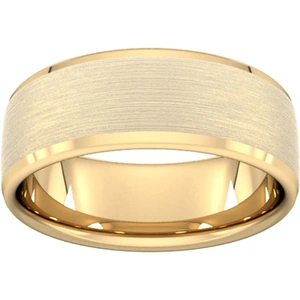 Goldsmiths 8mm Flat Court Heavy Polished Chamfered Edges With Matt Centre Wedding Ring In 9 Carat Yellow Gold - Ring Size P