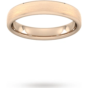 Goldsmiths 4mm Traditional Court Standard Polished Chamfered Edges With Matt Centre Wedding Ring In 18 Carat Rose Gold - Ring Size T