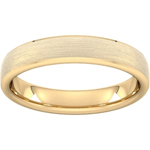 Goldsmiths 4mm D Shape Heavy Polished Chamfered Edges With Matt Centre Wedding Ring In 18 Carat Yellow Gold - Ring Size R