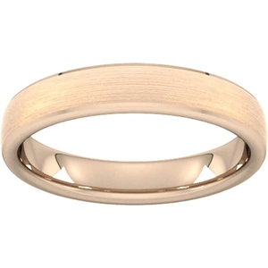 Goldsmiths 4mm D Shape Heavy Polished Chamfered Edges With Matt Centre Wedding Ring In 18 Carat Rose Gold - Ring Size T