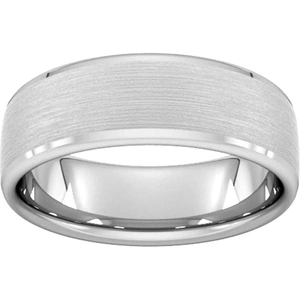 Goldsmiths 7mm D Shape Standard Polished Chamfered Edges With Matt Centre Wedding Ring In Platinum - Ring Size Q