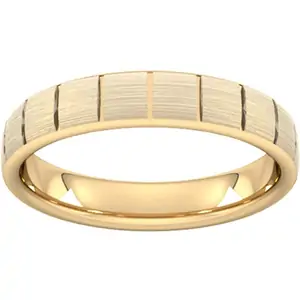Goldsmiths 4mm Slight Court Heavy Vertical Lines Wedding Ring In 9 Carat Yellow Gold - Ring Size K