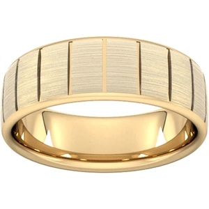 Goldsmiths 7mm Slight Court Standard Vertical Lines Wedding Ring In 18 Carat Yellow Gold - Ring Size P