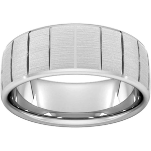 Goldsmiths 8mm Slight Court Extra Heavy Vertical Lines Wedding Ring In Platinum - Ring Size U